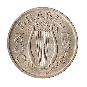 Moeda de 300 Réis 1936 - V-146 - Carlos Gomes- Cupro - Sob/FC