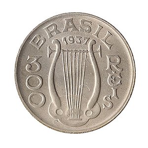 Moeda de 300 Réis 1937 - V-147 - Carlos Gomes- Cupro - Sob/FC