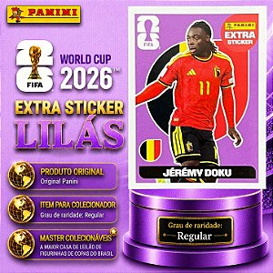 2026 Extra Legend BASE (Lilás) - Jeremy Doku (Bélgica) - Original Panini - Copa do Mundo 2026