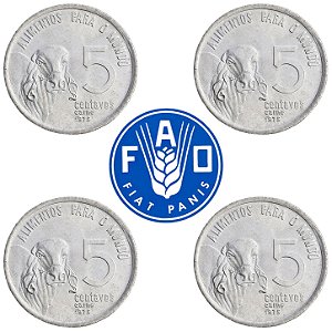 Promoção - 04 Moedas de 5 Centavos FAO 1975 - V-333 - FLOR DE CUNHO