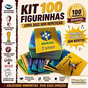 Copa 2022 - KIT COM 100 FIGURINHAS NORMAIS SEM REPETIÇÃO
