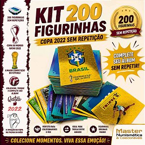 Copa 2022 - KIT COM 200 FIGURINHAS NORMAIS SEM REPETIÇÃO