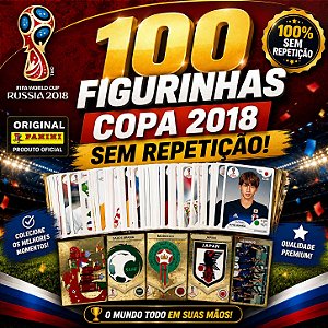 Copa 2018 - KIT COM 100 FIGURINHAS NORMAIS SEM REPETIÇÃO