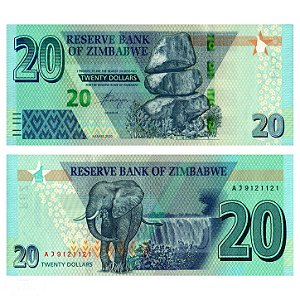 Zimbabwe - Cédula de 20 Dollars 2020 - P-104a - Hibrida - FE