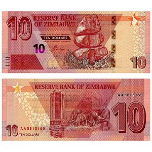 Zimbabwe - Cédula de 10 Dollars 2020 - P-103a - Hibrida - FE