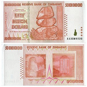 Zimbabwe - Cédula Original de 50 Bilhões de Dollares 2008 - P-87a - Rara - FE