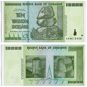 Zimbabwe - Cédula Original de 10 Trihões de Dollares 2008 - P-88a - Rara - FE