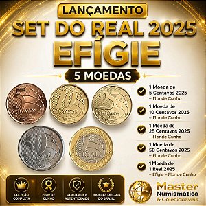 Lançamento - Set do Real 2025 Efigie - 5 Moedas - Flor de Cunho