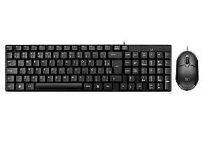 Kit Teclado E Mouse Com Fio Conexão Usb Preto