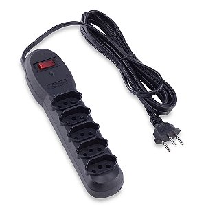 Filtro De Linha Force Line 5 Tomadas Com Disjuntor 3m Preto