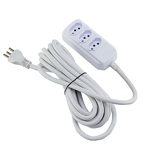 Extensão Force Line 3 Tomadas Tripolar 3m Branco
