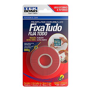 Fita Dupla Face Tekbond 19mm x 2m Uso Interno E Externo