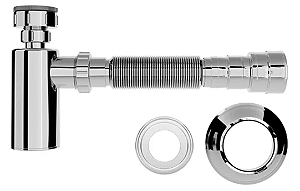 Sifão Tubo Extensivo Cromado Para Lavatórios Blukit Com Copo 55cm Cromado