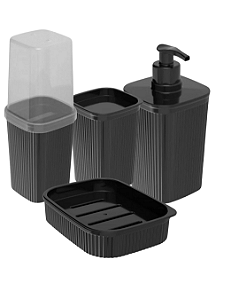 Conjunto Para Lavabo Plasútil 4 Peças Preto
