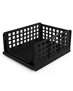 Organizador Alto Plasútil Multiuso Dobrável E Empilhável Preto