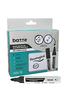 Marcador de Quadro Branco Rec. Preto C/ 12un Bazze