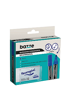 Marcador Permanente Recarregável Azul C/12 un Bazze