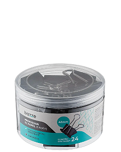 Clips Prendedor de Papel Preto 41mm C/24 un Bazze