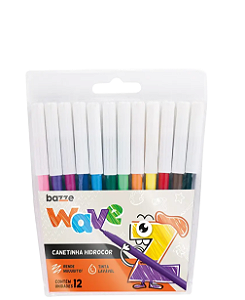 Canetinha Ponta Fina Wave 12 Cores Bazze