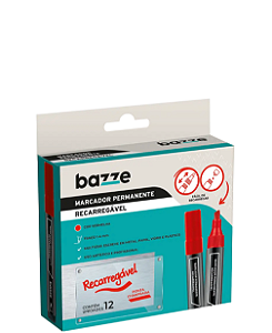 Marcador Permanente Recarregável Vermelho 12 und Bazze