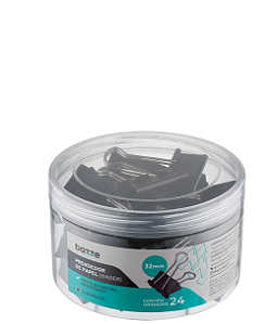 Prendedor de Papel Preto 32mm Pote C/24 un Bazze