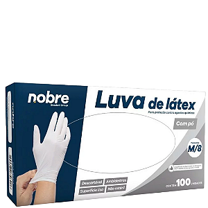 Luva Latex c/pó p/ proced. não cirúrgico c/100unid. M Nobre