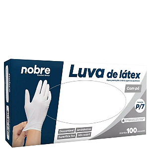 Luva Latex c/pó p/ proced. não cirúrgico c/100unid. P Nobre