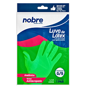 Luva de borracha/latex G verde Nobre