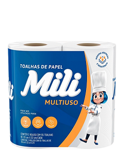 Toalha de Papel Mili 110 Folhas C/2 Rolos Máxima Absorção