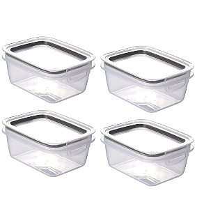 Kit 4 Potes Hermético 550 Ml Plasútil