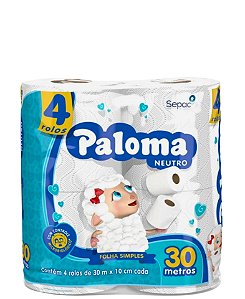 Papel Higiênico Paloma Folha Simples 4 Rolos 30X10cm