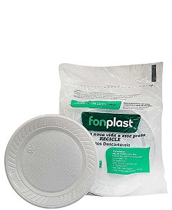 Prato Descartável Branco Raso 18cm C/10 Fonplast