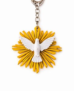 Kit 10 Chaveiros Divino Espírito Santo Dourado e Branco