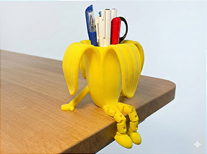 Porta Canetas Banana 3D Articulado 8cm