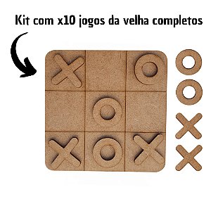kit 10 Jogo da velha em MDF 10 cm tabuleiro brinquedo presente lembrancinha