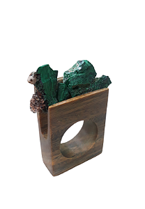 Anel em Palo Santo e Malaquita - Aro 17