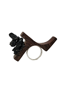 Anel em Guaiacan Real, Prata e Turmalina Negra - Aro 17