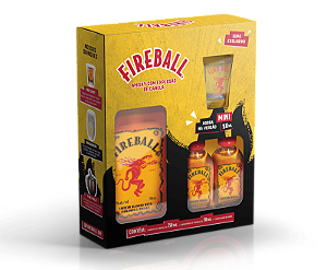 Whisky Fireball 750ml + 2 Miniaturas 50ml + Copo De Shot