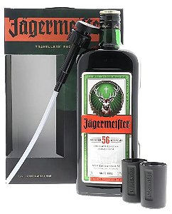 Kit Licor Aperitivo Jagermeister 1750ml + 2 copos de shot + pump