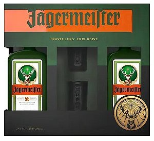 Kit 2x Licor Aperitivo Jagermeister 500ml + 2 copos de shot