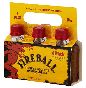 Licor Whisky com Canela Fireball 6 unid. de 50ml