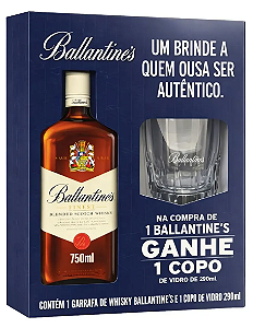 Kit Whisky Ballantines Finest Blended 750ml + Copo Oficial