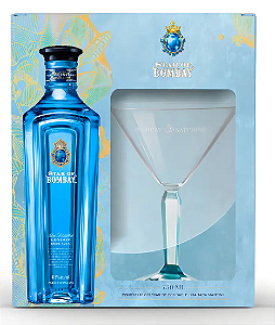 Kit Gin Star Of Bombay 750ml + Taça De Vidro Martini