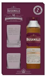 Kit Bushimills 10 Anos 700ml + copos