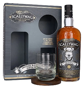 Kit Whisky Scallywag 700ml + Copo + Porta Copo Madeira
