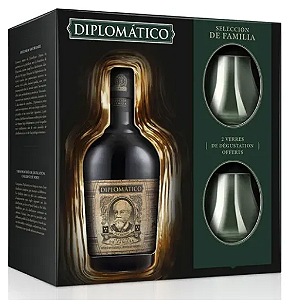 Kit Rum Diplomático Seleccion De Familia 700ml + 2 Copos