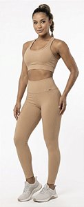 Conjunto Fitness Legging Top Canelado Feminino