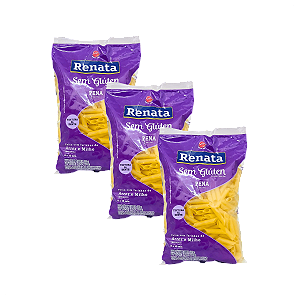 Macarrão Pena Sem Glúten 500g Renata - Kit 3 Unidades