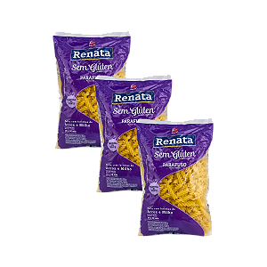 Macarrão Parafuso Sem Glúten 500g Renata - Kit 3 Unidades