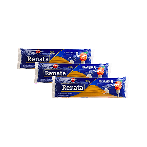 Macarrão Espaguete 8 com Ovos 500g Renata - Kit 3 Unidades